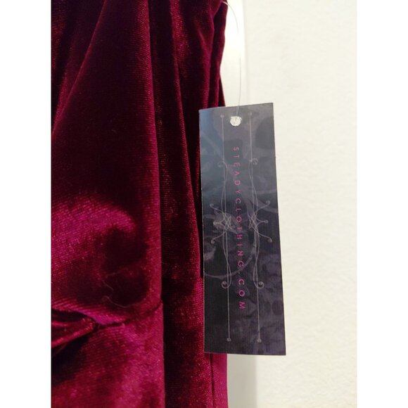 New Rock Steady Velvet Sheath Dress Midi Sleeveless Burgundy 3X - Picture 6 of 10